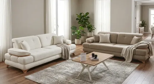 Product img 1, Mostar Ahşap Ayaklı Yataklı Koltuk Takımı